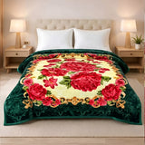 Plushmink Emerald Green Floral Winter Blanket at Zubaidas Homestore Pakistan