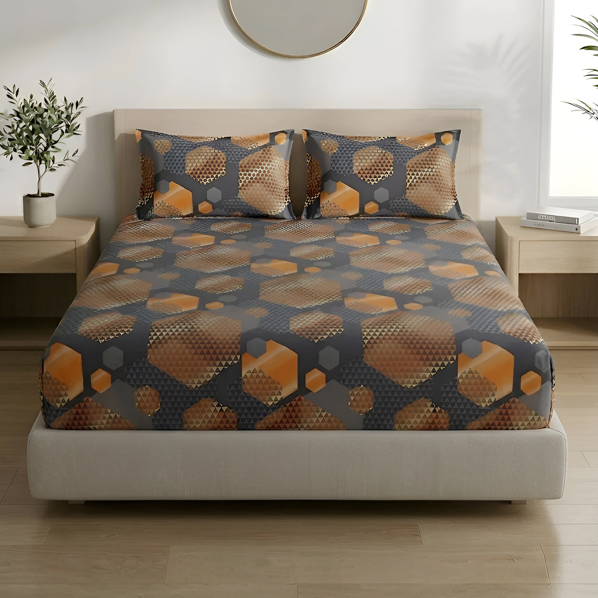Plushmink Fantasy Fitted Bed Sheet-Carbon Comb at Zubaidas Homestore Pakistan