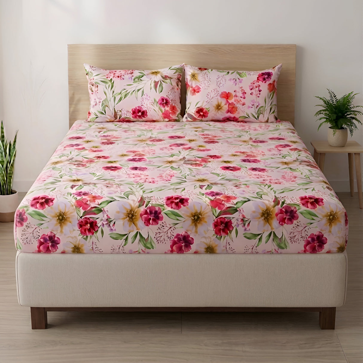 Plushmink Fantasy Fitted Bed Sheet-Floral at Zubaidas Homestore Pakistan