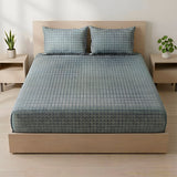 Plushmink Fantasy Fitted Bed Sheet-Leaf Grid at Zubaidas Homestore Pakistan