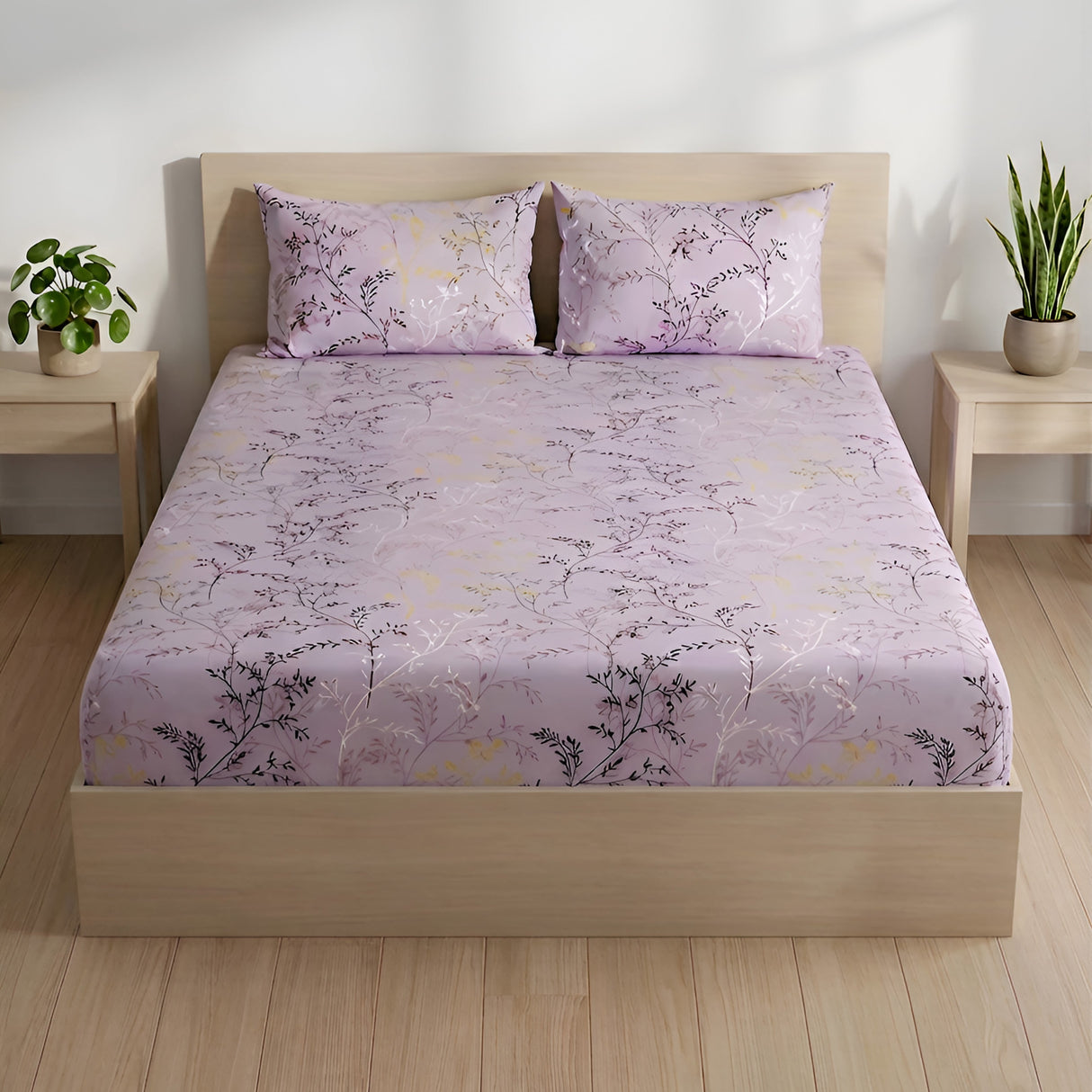 Plushmink Fantasy Fitted Bed Sheet-Mauve at Zubaidas Homestore Pakistan