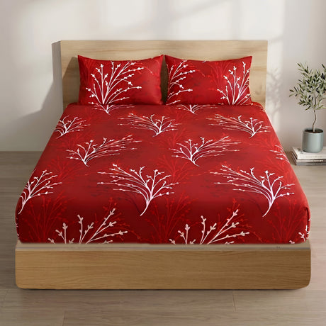 Plushmink Fantasy Fitted Bed Sheet-Redfrost at Zubaidas Homestore Pakistan