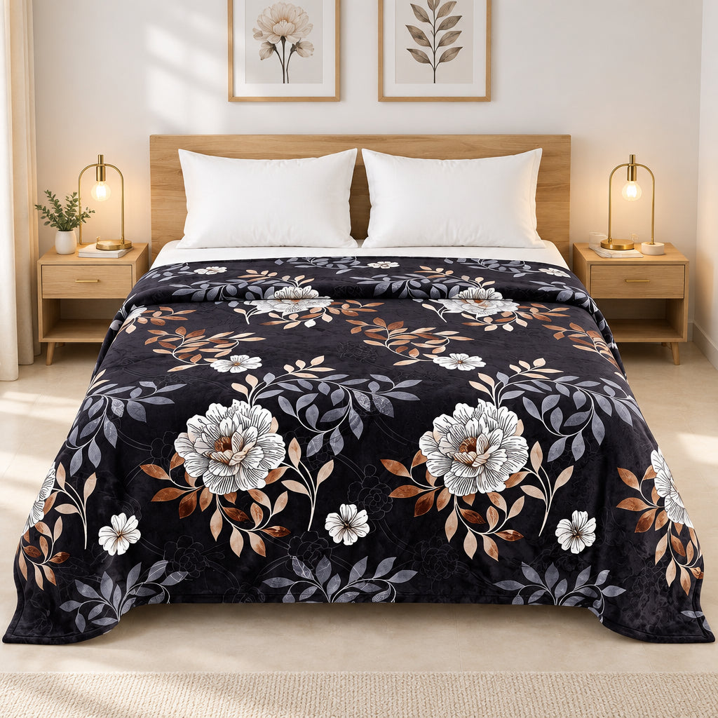Plushmink Floral Print Winter Blanket at Zubaidas Homestore