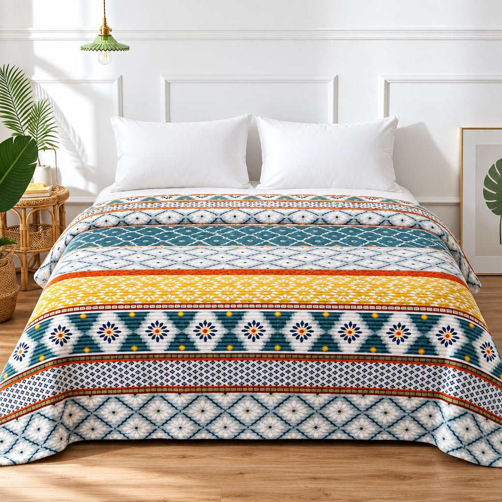 Plushmink Geometric Striped Winter Blanket King Size at Zubaidas Homestore 