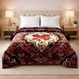 Plushmink Luxury Maroon and Gold Baroque Winter Blanket at Zubaidas Homestore Pakistan