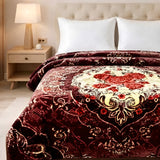 Plushmink Luxury Maroon and Gold Baroque Winter Blanket at Zubaidas Homestore