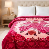 Plushmink Luxury Pink and Peach Floral Winter Blanket at Zubaidas Homestore