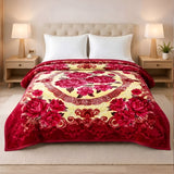 Plushmink Luxury Red and Cream Floral Winter Blanket at Zubaidas Homestore Pakistan