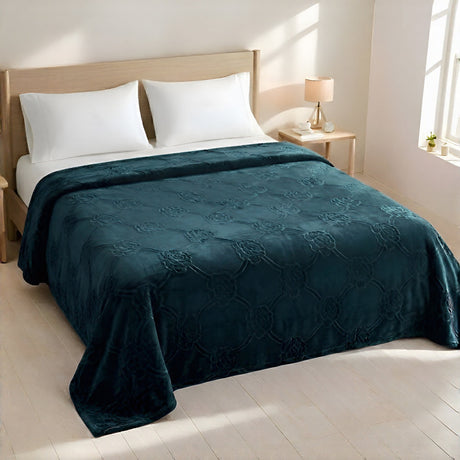 Plushmink Mansion AC Flannel Double Blanket Green at Zubaidas Homestore Pakistan