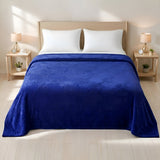 Plushmink Mansion AC Flannel Double Blanket Navy Blue at Zubaidas Homestore