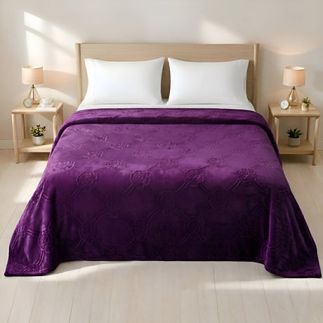 Plushmink Mansion AC Flannel Double Blanket Purple at Zubaidas Homestore
