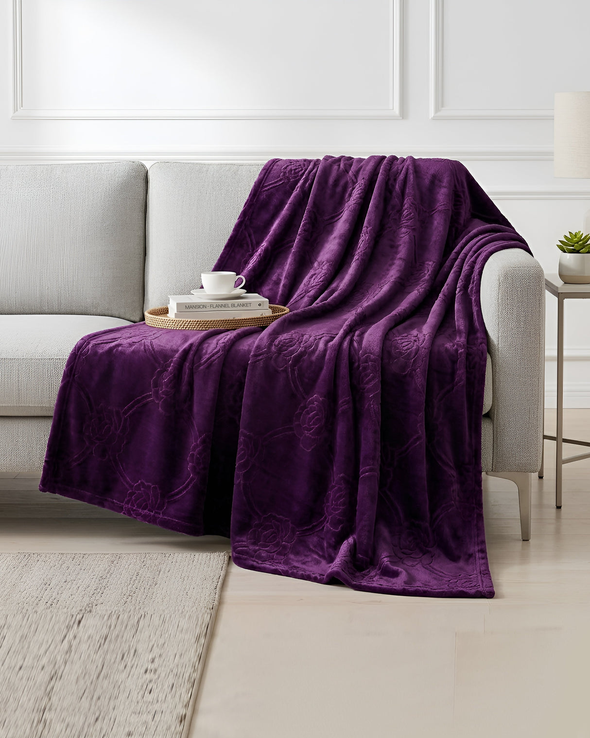 Plushmink Mansion AC Flannel Double Blanket Purple at Zubaidas Homestore Online Pakistan