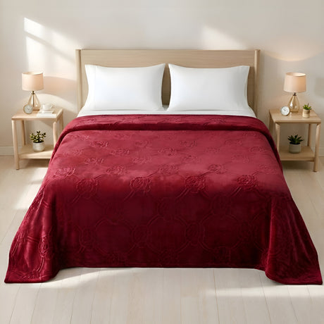 Plushmink Mansion AC Flannel Double Blanket Red at Zubaidas Homestore