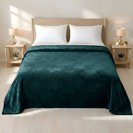 Plushmink Mansion AC Flannel Single Blanket Green at Zubaidas Homestore