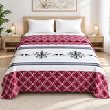 Plushmink Maroon and White Motif Winter Blanket Double Bed Size at Zubaidas Homestore 