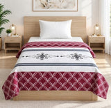 Plushmink Maroon and White Motif Winter Blanket Single Bed Size at Zubaidas Homestore 