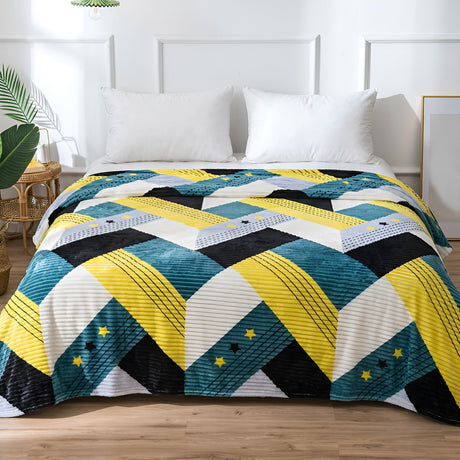 Plushmink Multicolor Geometric Pattern Winter Blanket King Size at Zubaidas Homestore 