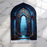 Plushmink Ornate Blue Niche with Golden Accents 3D Prayer Mat at Zubaidas Homestore 