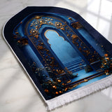 Plushmink Ornate Blue Niche with Golden Accents 3D Prayer Mat at Zubaidas Homestore Pakistan