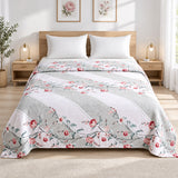 Plushmink Pink Floral Striped Winter Blanket Double Bed Size at Zubaidas Homestore 