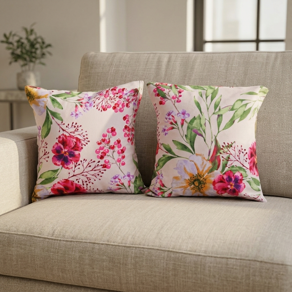 Plushmink Printed Filled Cushions-floral at Zubaidas Homestore Pakistan