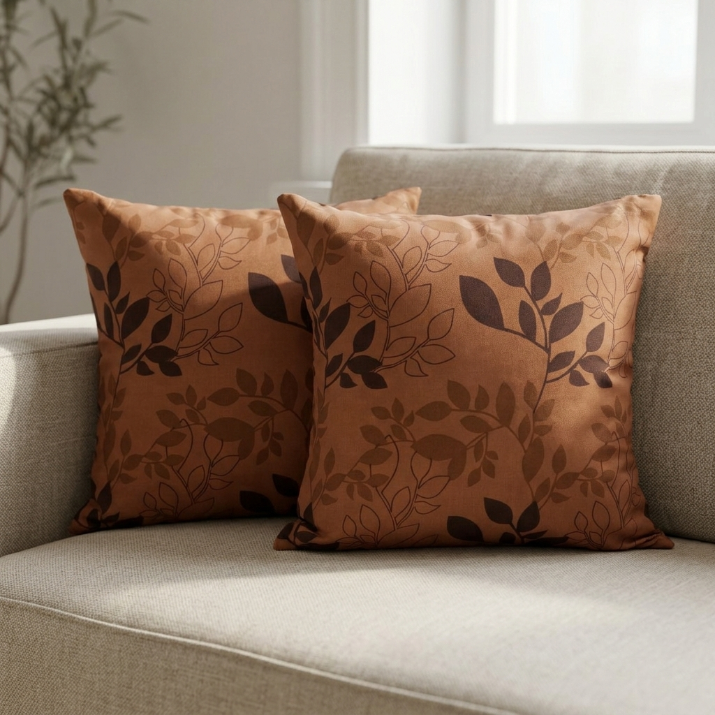 Plushmink Printed Filled Cushions-Ochre at Zubaidas Homestore Pakistan