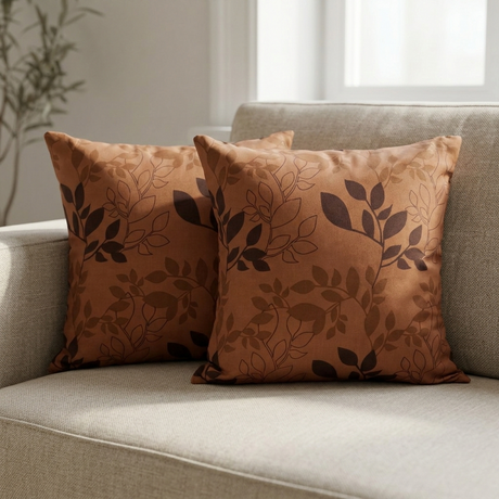 Plushmink Printed Filled Cushions-Ochre at Zubaidas Homestore Pakistan