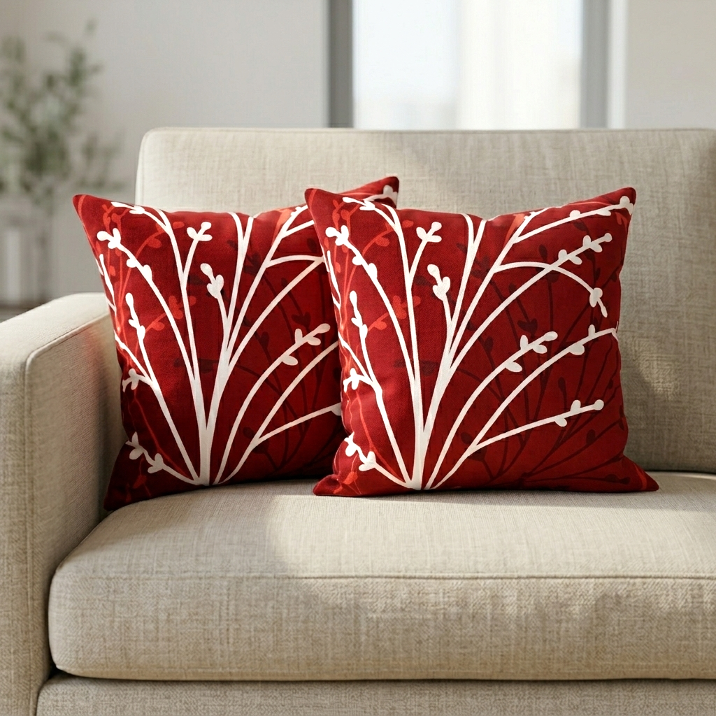 Plushmink Printed Filled Cushions-Redfrost at Zubaidas Homestore Pakistan