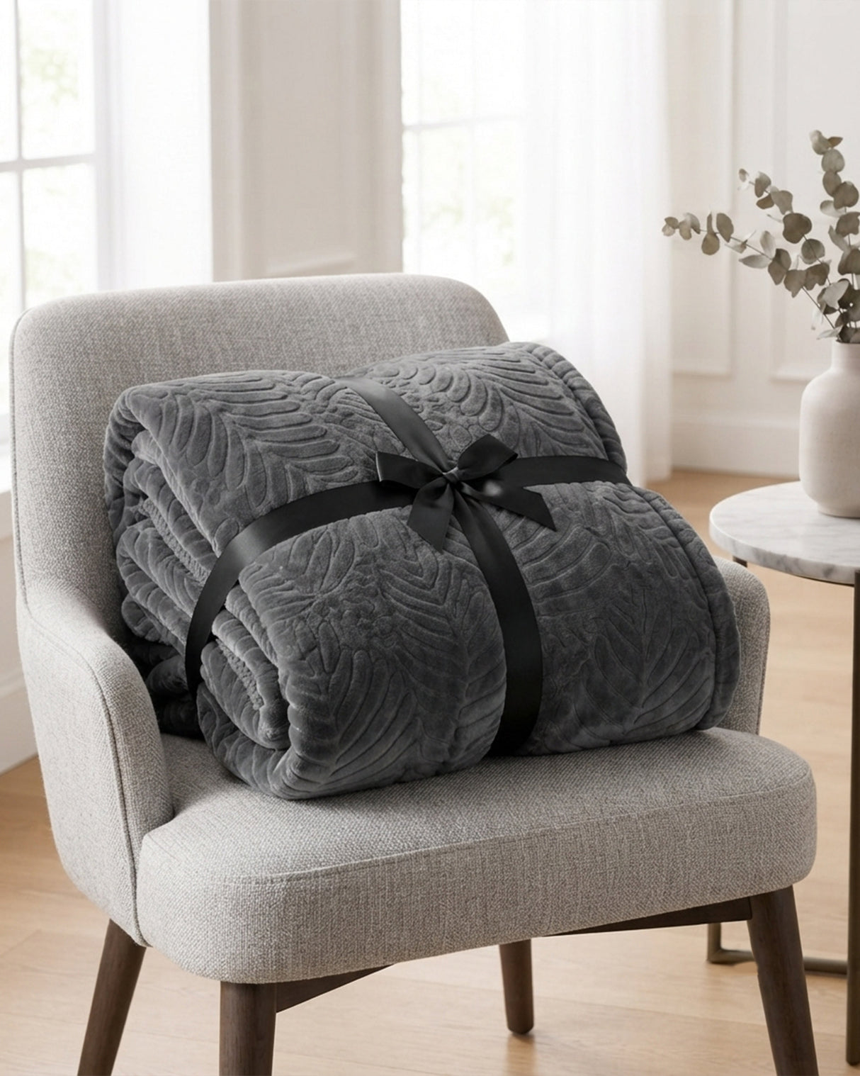 Plushmink Rabbit Fur Throw Blanket Charcoal Grey at Zubaidas Homestore - House of the Largest Collection of Blankets in Pakistan