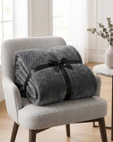 Plushmink Rabbit Fur Throw Blanket Charcoal Grey at Zubaidas Homestore - House of the Largest Collection of Blankets in Pakistan