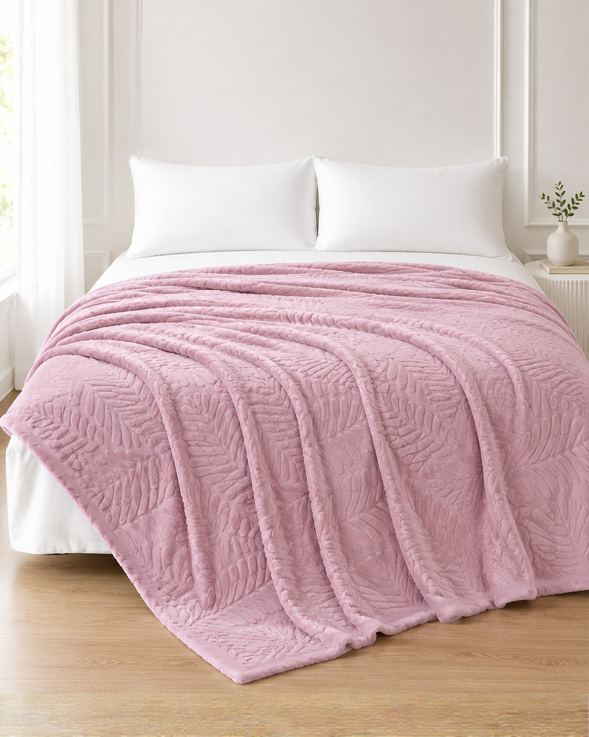 Plushmink Rabbit Fur Throw Blanket Pink at Zubaidas Homestore