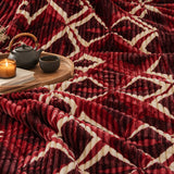 Plushmink Red and Cream Diamond Pattern Winter Blanket King Size at Zubaidas Homestore Pakistan