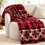 Plushmink Red and Cream Diamond Pattern Winter Blanket Single Bed Size at Zubaidas No#01 Homestore in Pakistan