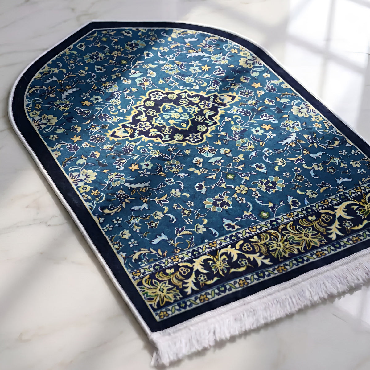 Plushmink Royal Blue Garden Islamic Rug 3D Prayer Mat at Zubaidas Homestore Pakistan