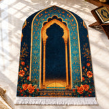 Plushmink Royal Blue with Orange Roses 3D Prayer Mat at Zubaidas Homestore
