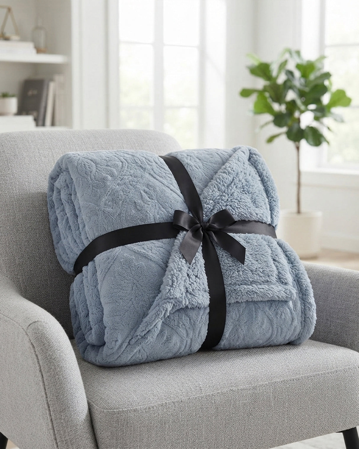 Plushmink Sherpa Jacquard Throw Blanket Blue at Zubaidas Homestore - Hosting Biggest Collection of Blankets in Pakistan