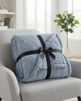 Plushmink Sherpa Jacquard Throw Blanket Blue at Zubaidas Homestore - Hosting Biggest Collection of Blankets in Pakistan