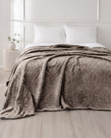 Plushmink Sherpa Jacquard Throw Blanket Brown at Zubaidas Homestore
