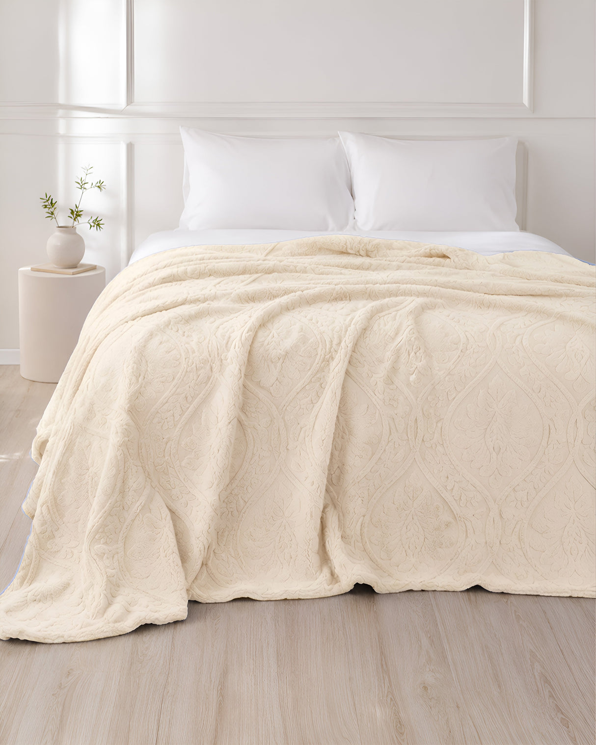 Plushmink Sherpa Jacquard Throw Blanket Cream at Zubaidas Homestore