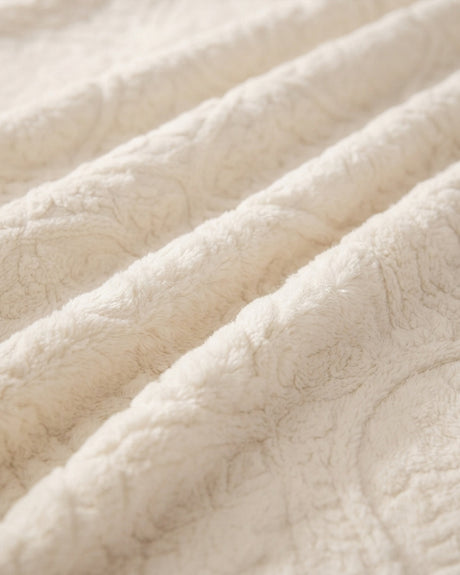 Plushmink Sherpa Jacquard Throw Blanket Cream at Zubaidas Homestore Pakistan