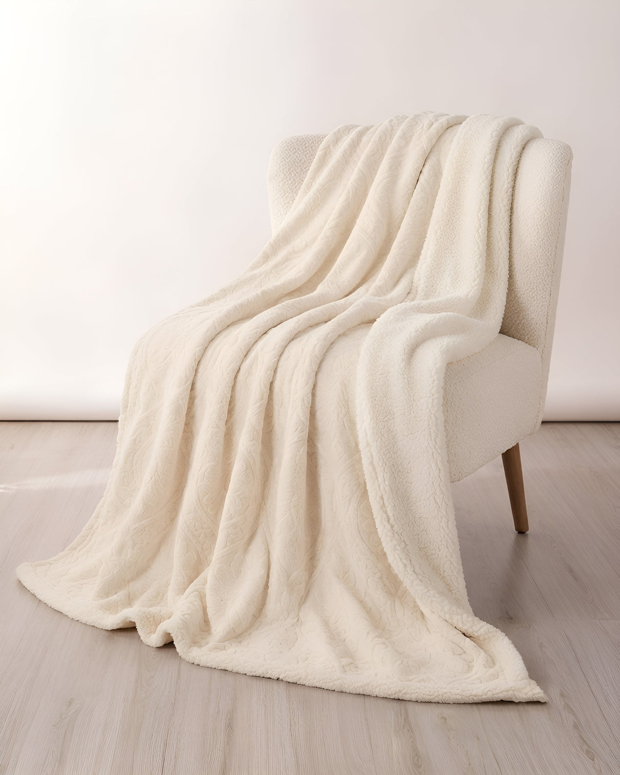 Plushmink Sherpa Jacquard Throw Blanket Cream at Zubaidas Homestore  - Hosting Best Collection of Blankets in Pakistan
