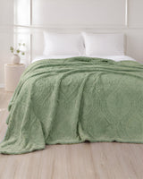 Plushmink Sherpa Jacquard Throw Blanket Green at Zubaidas Homestore