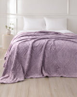 Plushmink Sherpa Jacquard Throw Blanket Lilac at Zubaidas Homestore