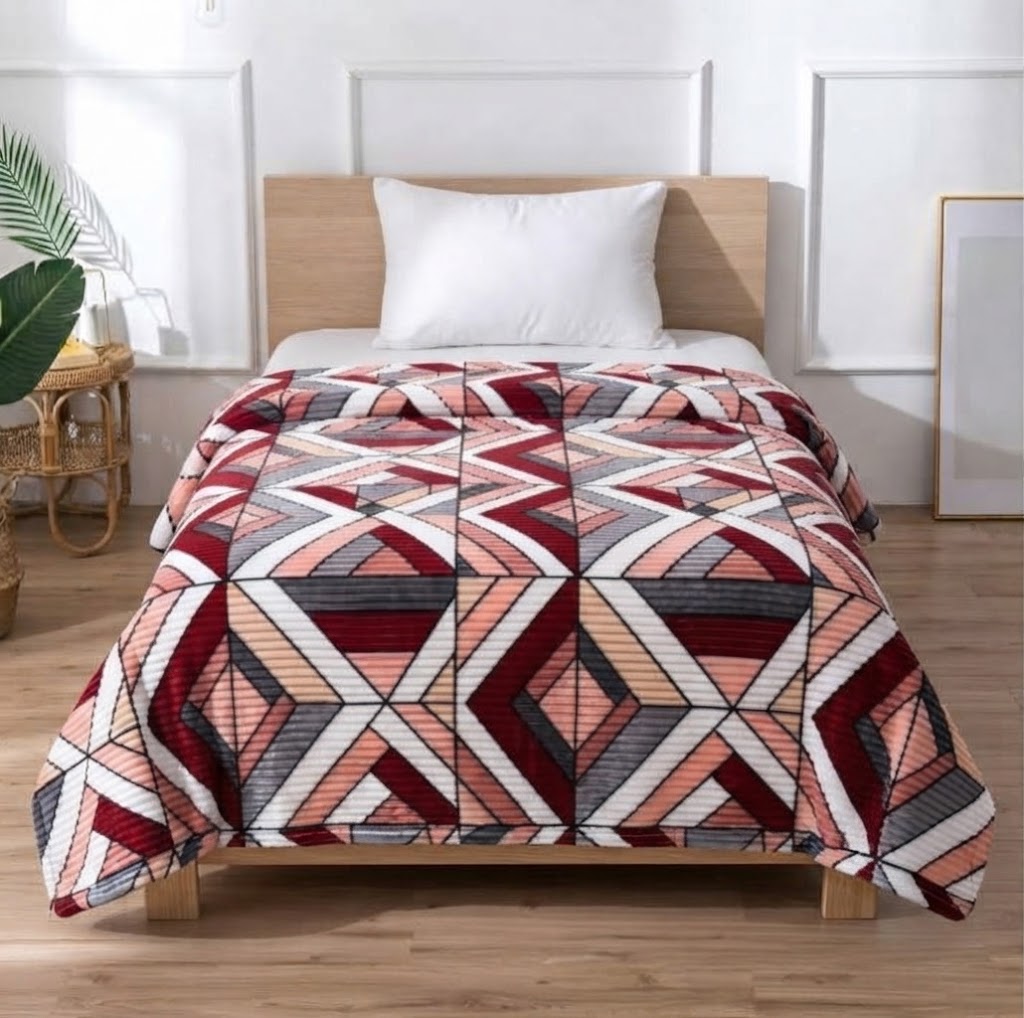 Plushmink Soft and Warm Abstract Block Design Blanket Single Bed Size at Zubaidas Homestore