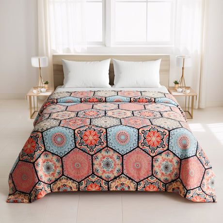 Plushmink Supremo Flannel AC Blanket Mosaic Double With Border at Zubaidas Homestore Pakistan