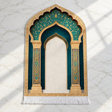 Plushmink Teal Gold Columned Arch 3D Prayer Mat at Zubaidas Homestore 