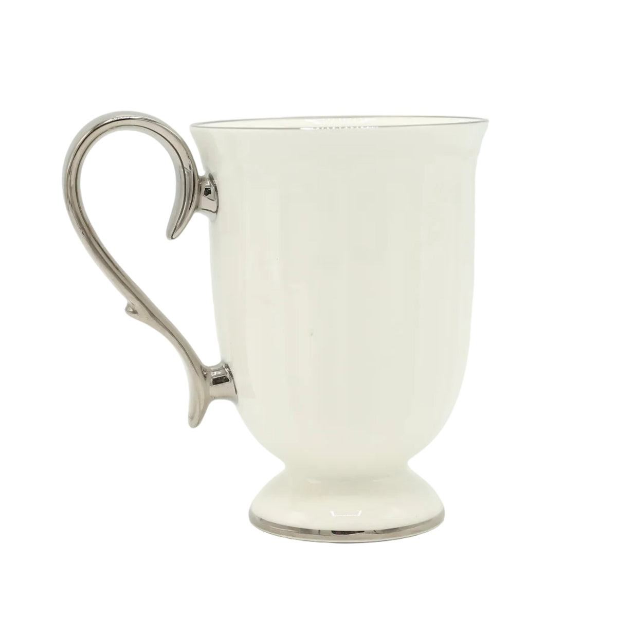 Porcelain Footed Coffee Mug with Silver Handle at Zubaidas Homestore Pakistan