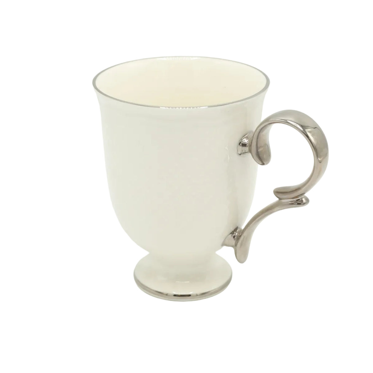 Porcelain Footed Tea Mug with Silver Handle at Zubaidas Homestore Pakistan