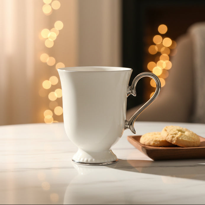 Porcelain Tea Mug with Silver Handle at Zubaidas Homestore