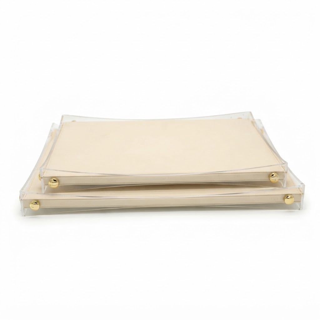 Premium Leather Organizer Tray with Curved Handle 2 Pieces Set at Zubaidas Homestore Pakistan